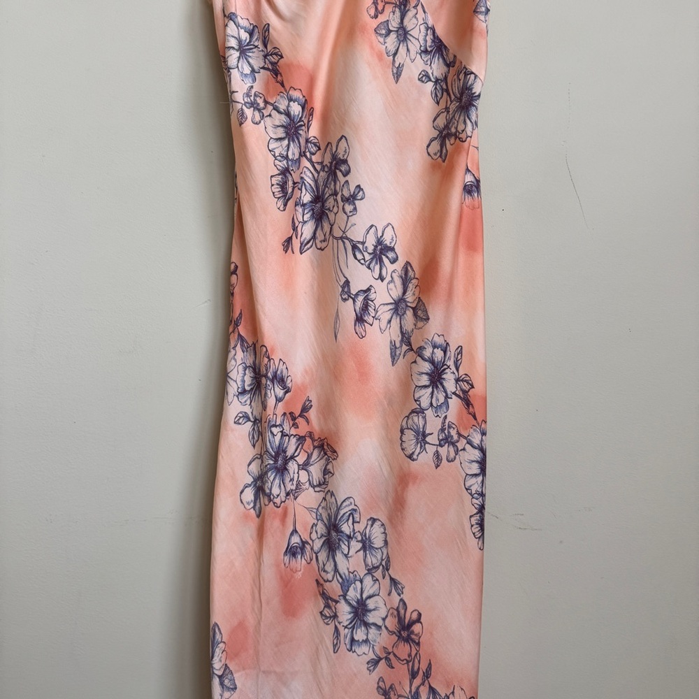 Intimately Free People Cassie Girl Satin Floral Slip Dress Orange Combo - Medium - Picture 11 of 16